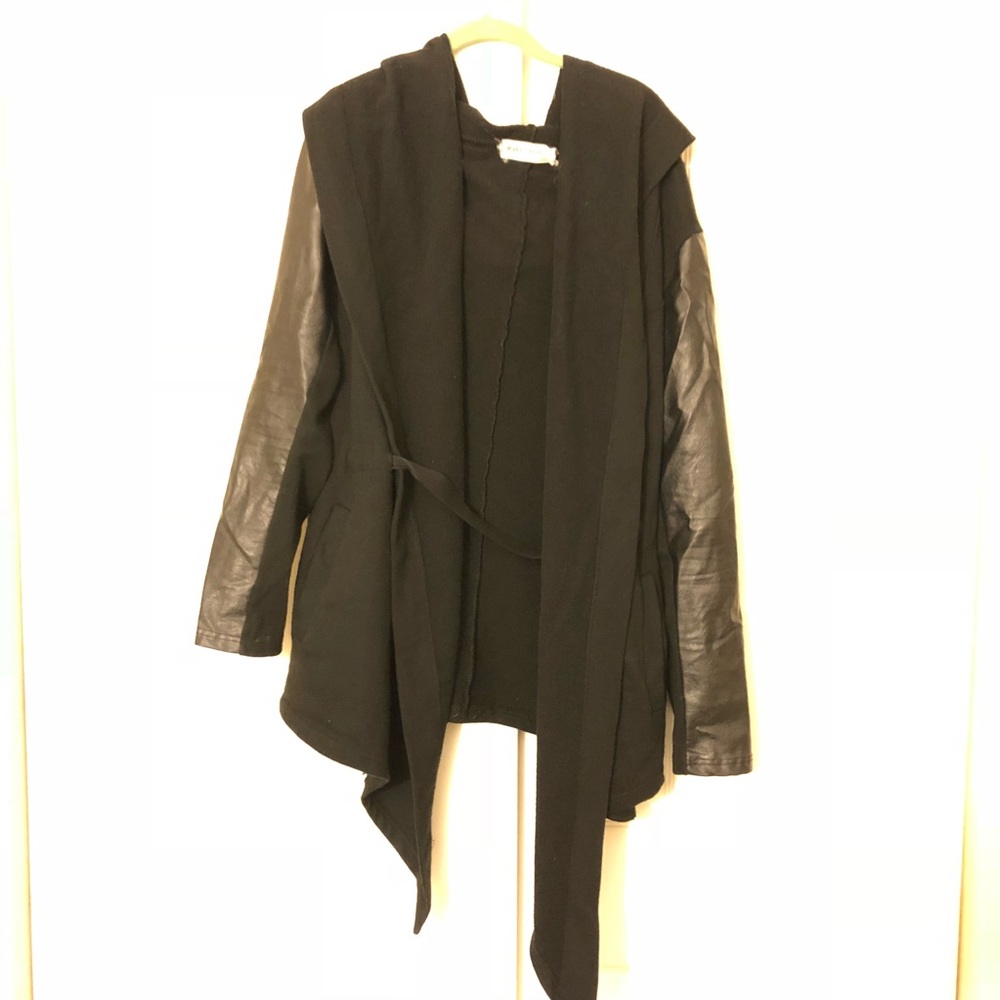 Rabbit Hole London sweatshirt jacket with leather